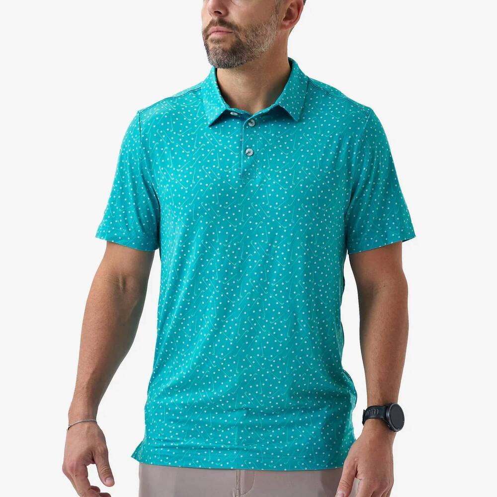 NEW BURLEBO quick dry performance polo in par-tee